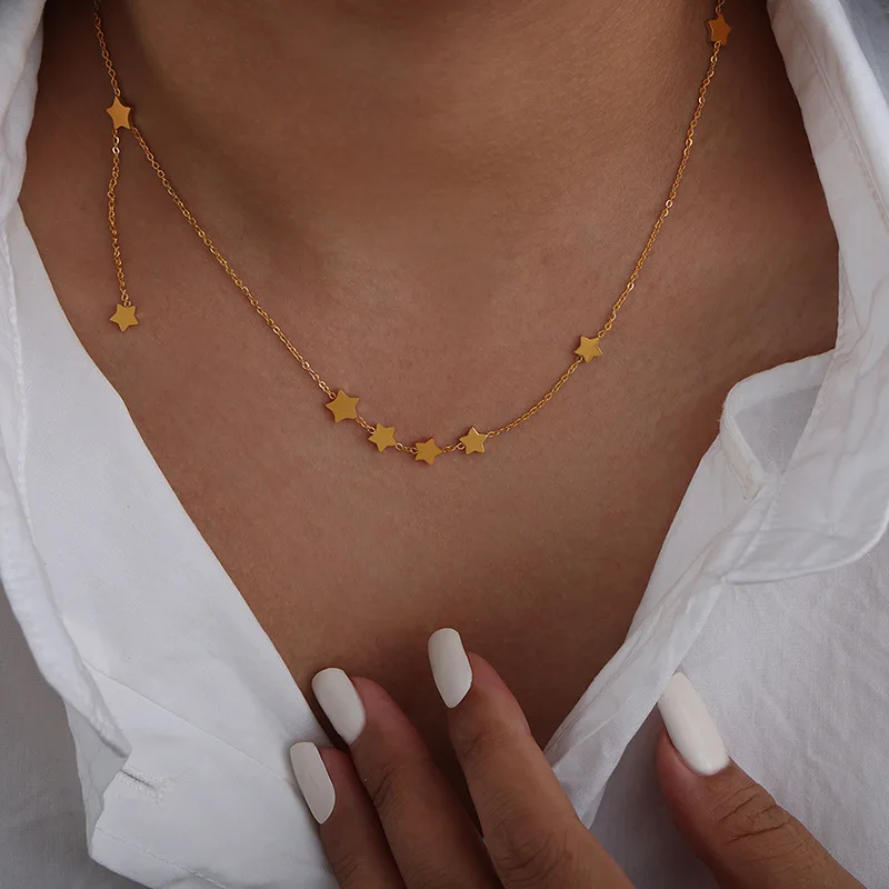 Thin Chain Necklaces For Women Stainless Steel 18k Gold Plated