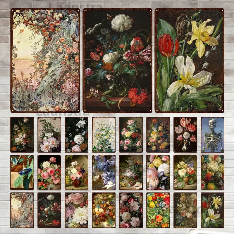 

Flower Bundle Bonsai Flower Metal Sign Room Decoration Bar Wall Tin Sign Retro Rusty Garden Iron Plate Hotel Decoration
