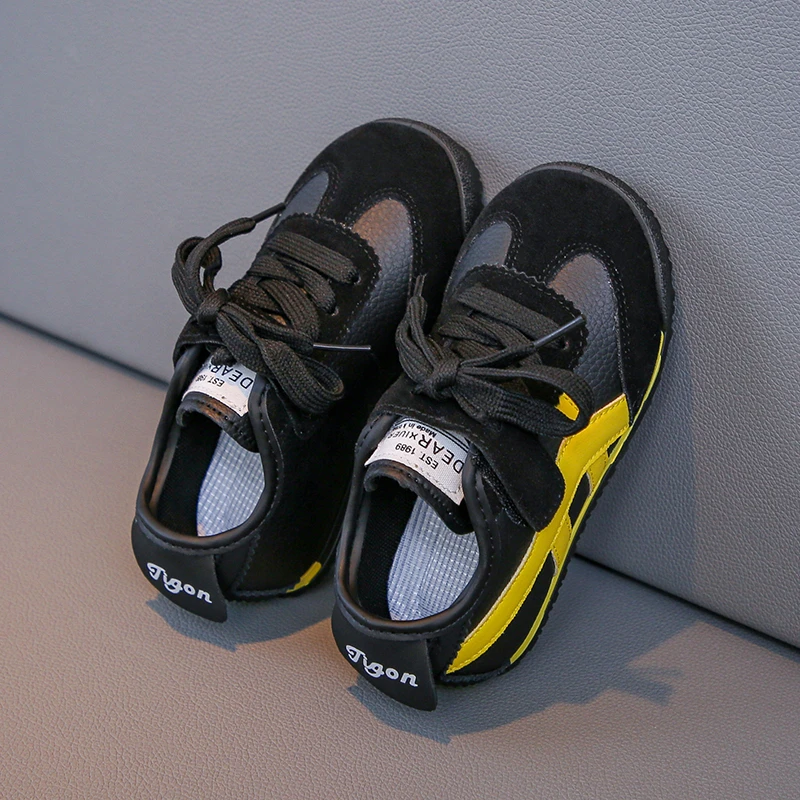 Spring Autumn New Children's Sports Board Shoes Soft Sole Retro Boys Girls Anti Slip Mesh Colored Casual Shoes Yellow, green