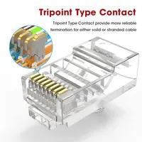 ZOERAX CAT5e CAT6 Connector RJ45 Modular Plug ตัวเชื่อมต่อเครือข่าย 50μ Gold-Plated 1.1 มม.ปลายรูสําหรับสาย Ethernet 2