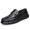 Spring New Shoes for Men Genuine Leather Casual Shoes Crocodile Print Cool Slip-on Loafers Soft Comfortable Flat Skate Shoes 5