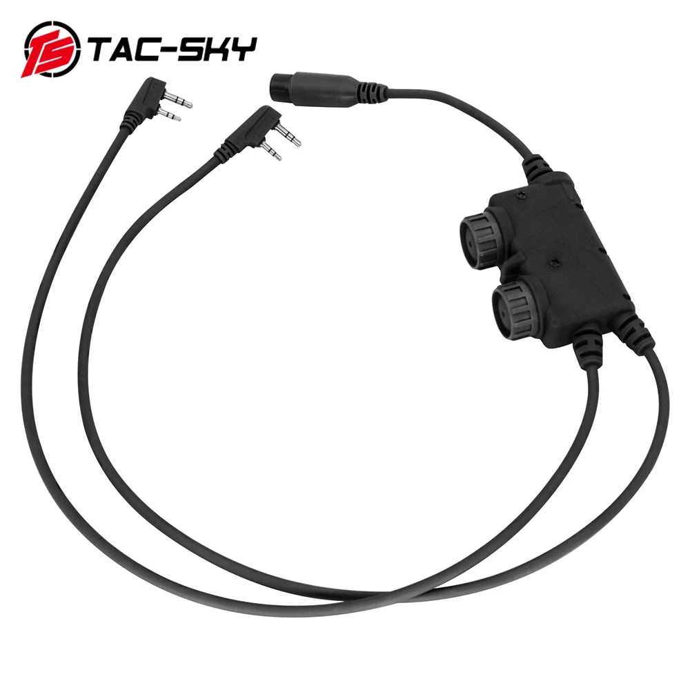 TS TAC-SKY Tactical PTT Adapter RAC PTT Compatible with 2 Walkie-Talkies Suitable for Tactical Hunting Airsoft Sports