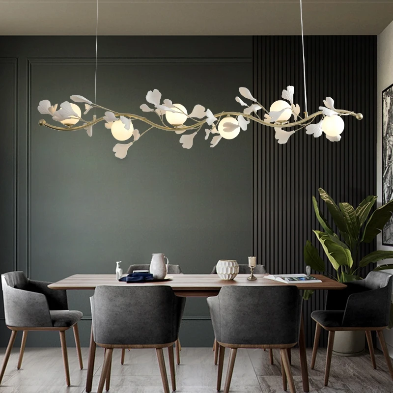 

Modern LED Pendant Chandeliers Lights Creative Ginkgo Ball Glass Hanging Lighting Fixtures Living Room Kitchen Hotel Loft Lustre