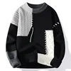 2024 New Male Patchwork Sweater Trend High Street Fashion Autumn and Winter Warm Mens Hip-hop Street Clothing Men pullover shirt 4