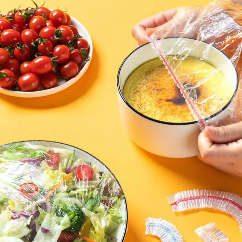 Food Cover Plastic Disposable Storage Bags Kitchen Colorful Elastic Wrap Fresh-keeping Lid Plate Nylon Packaging