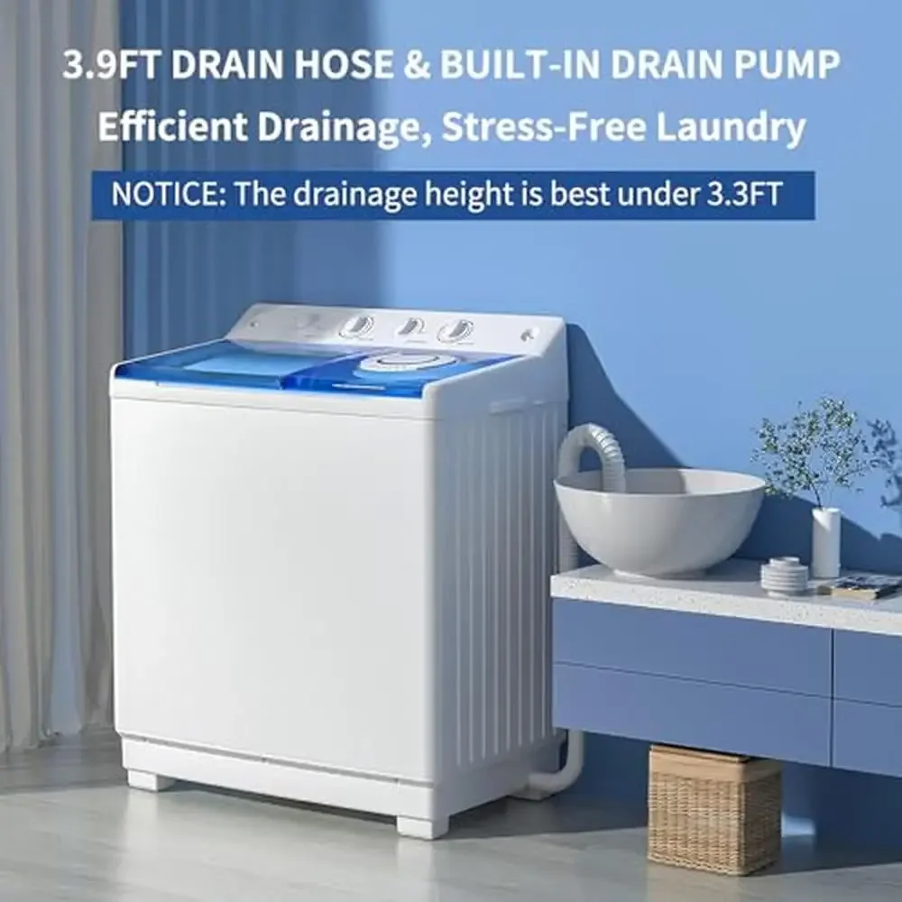 Compact 40Lbs Portable Semi-Automatic Twin Tub Washing Machine