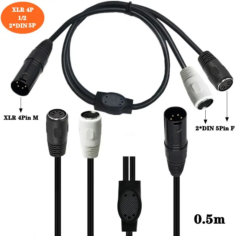 

1/2 XLR 4-контактный штекер на 2-контактный гнездовой аудио синтезатор орган электронный кабель для фортепиано гитары 0,5 м