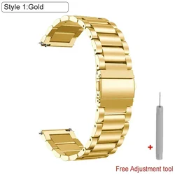 Stainless Steel Watchband, 22mm Metal Strap for 22mm (Gold)