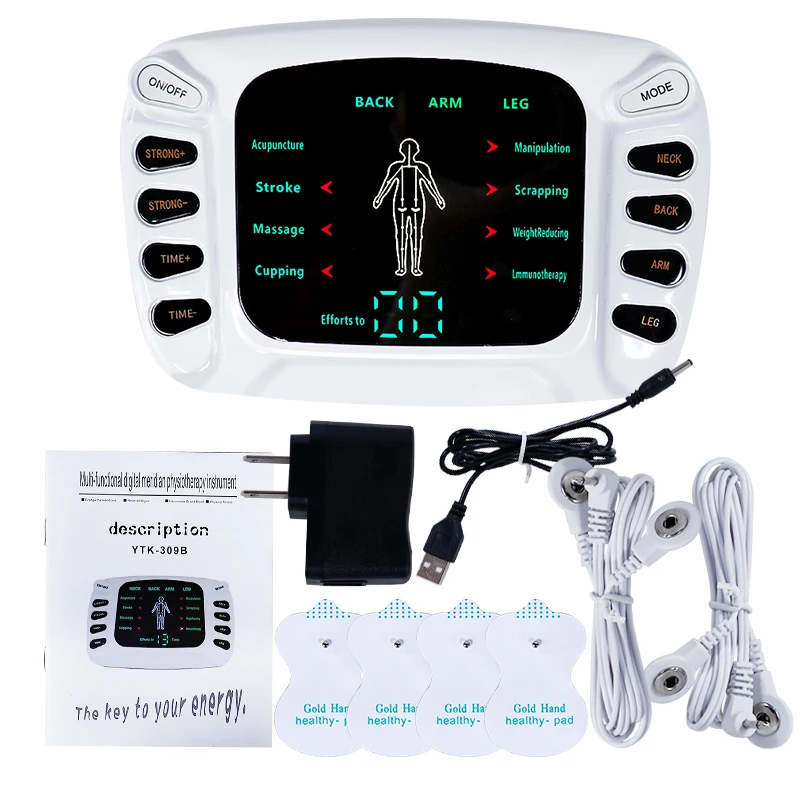 Tens Electrode 8 Modes Machine EMS Muscle Stimulator Pulse Acupuncture Relax Digital Therapy Body Pain Relief Home Use SPA Tool