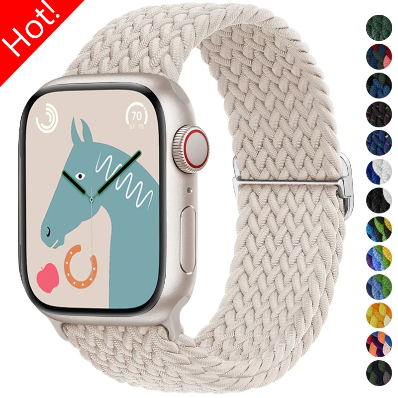 

Плетеный ремешок для Apple Watch Ultra 2 Band, нейлоновый эластичный браслет для IWatch Series 8 7 6 5 4 SE, 49 мм 44 мм 45 мм 42 мм 41 мм