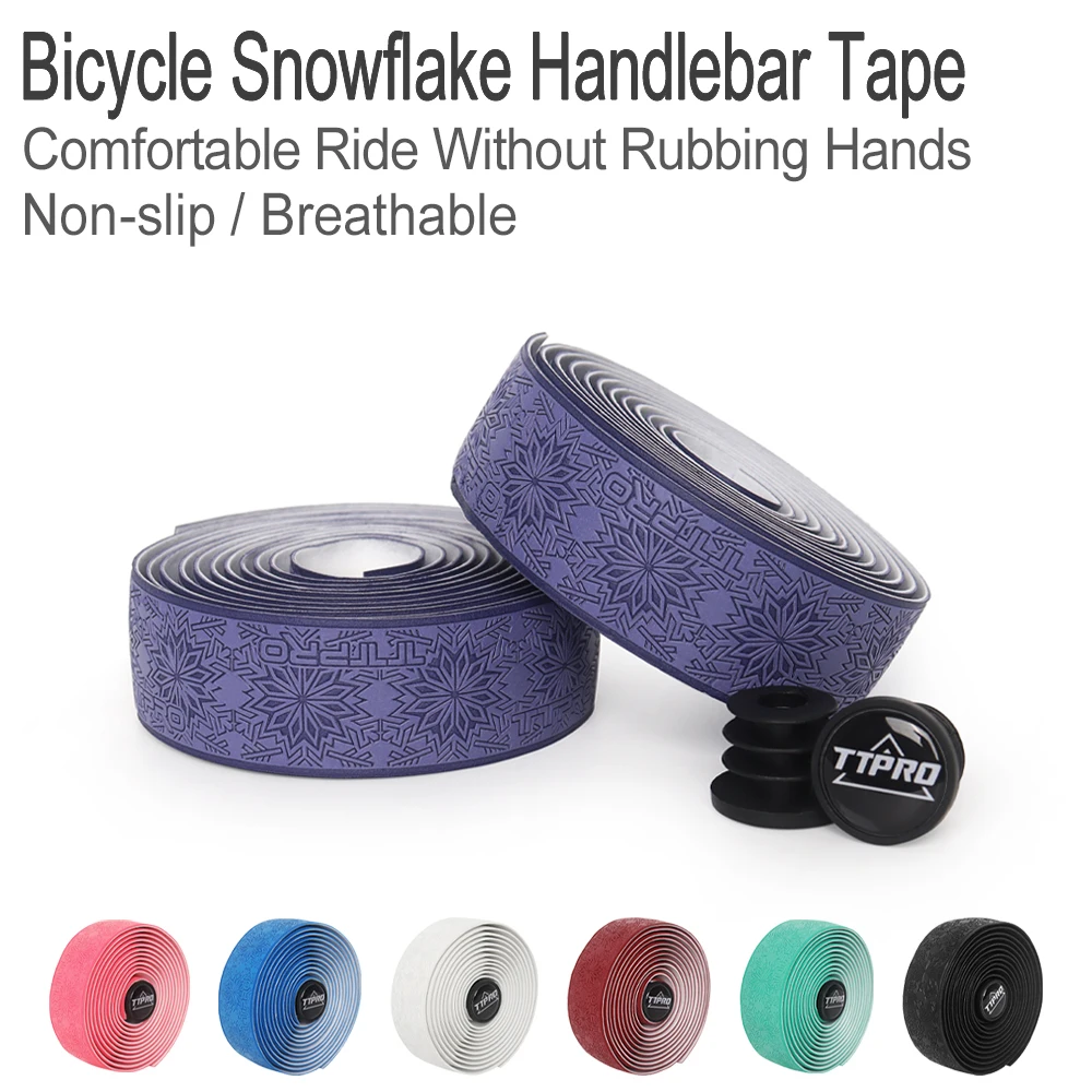 TTPRO Bicycle Handlebar Tape Snowflake Pattern Ultra-light Non-slip Breathable PU+EVA Road Bicycle Outdoor Riding Equipment