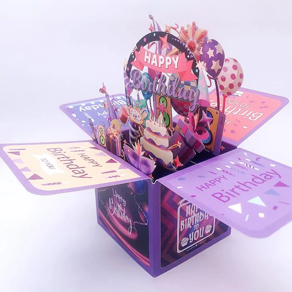 3D Greeting Card Handcrafted Happy Birthday Card 3D Birthday Foldable Celebration Cards Blessing Postcard