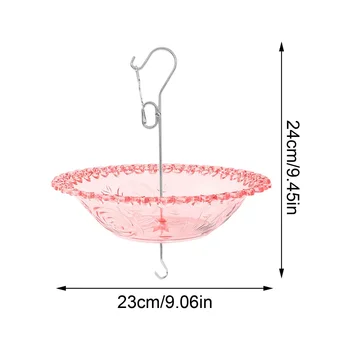 Hanging Bird Bathtub Feeder for Outdoor Decoration, Transparent Outdoor Bird Drinking Bowl with Hook and Chain, Hanging Water Feeding Tray for Garden Courtyard Lawn Terrace to Attract Birds, Ideal Bird Food Dispenser Gift for Birds 2