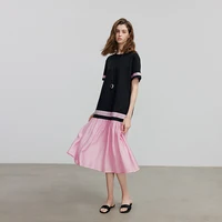 TOYOUTH femmes robe 2025 été nouveau contraste couleur à manches courtes vacances tenue décontractée 8529095 5