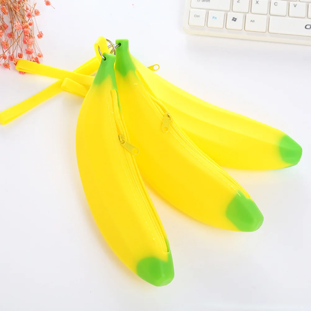 실리콘 바나나 연필 케이스, 문구류 보관 파우치 펜 가방, 여아 및 남아용 학교 사무용품, 1PC