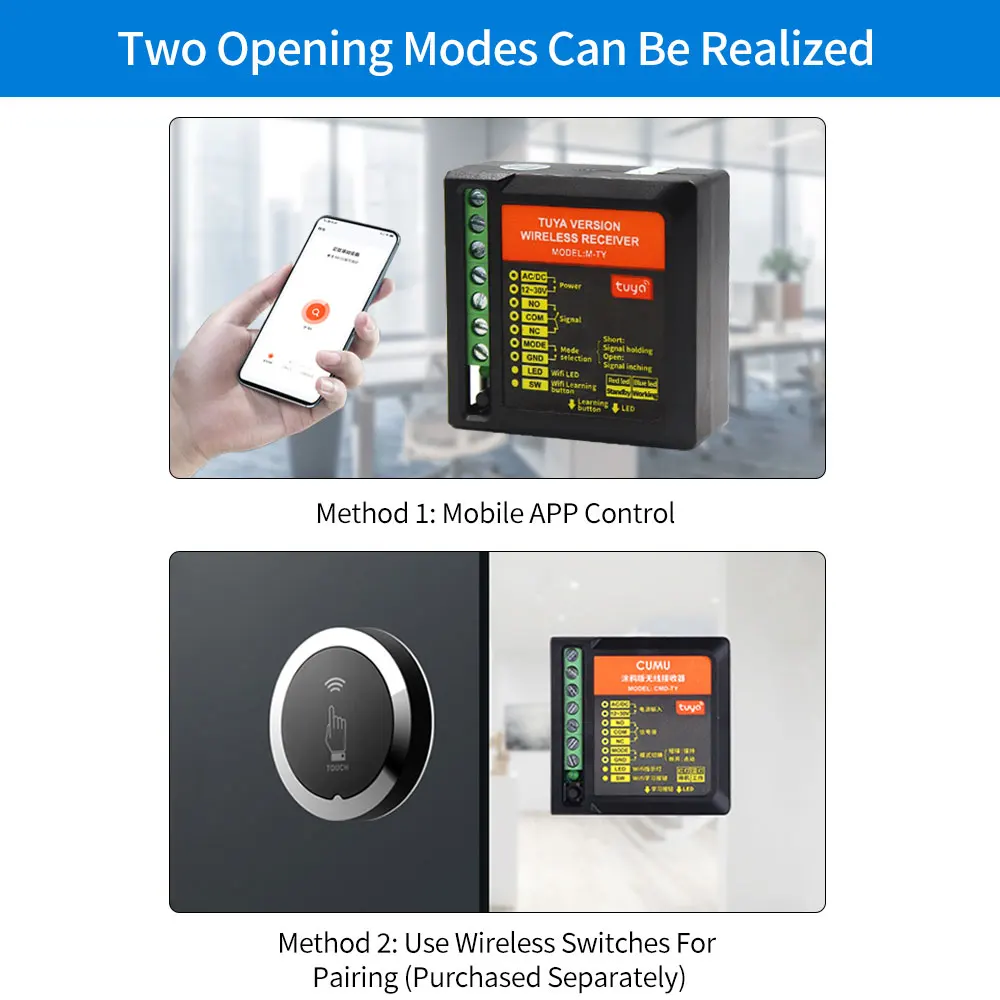 Tuya Smart 2.4G Wifi Wireless Gate Door Opener Relay Switch Receiver