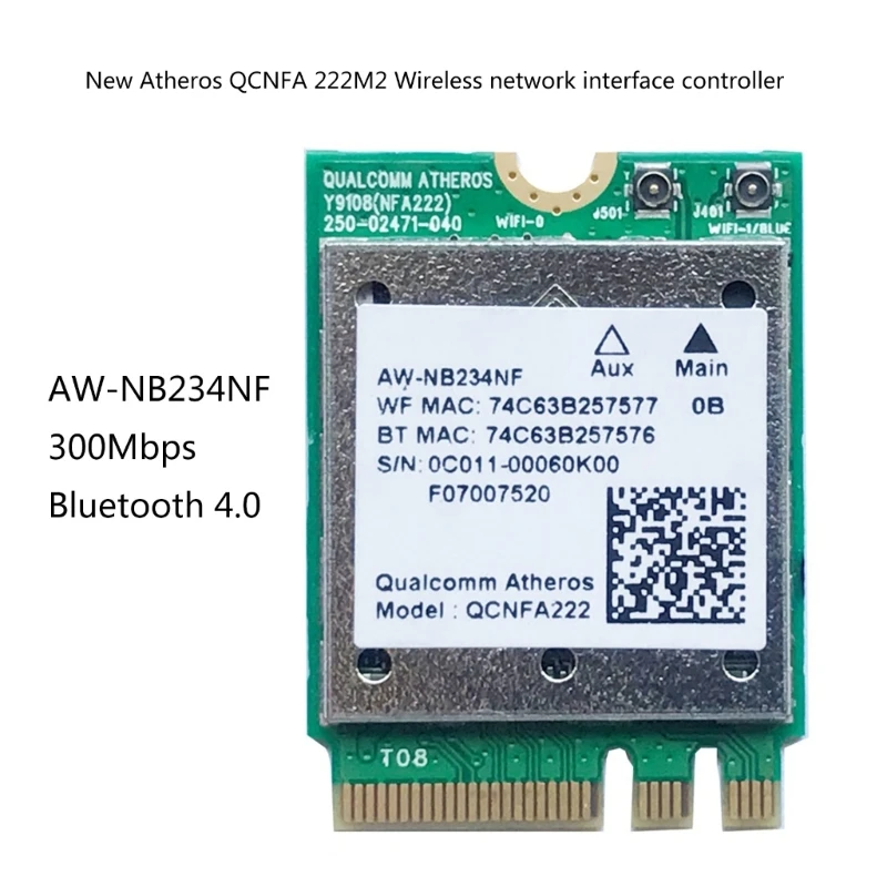 무선 어댑터 Atheros QCNFA222 AW-NB234NF M.2-NGFF 호환 노트북 데스크탑용 무선 네트워크 카드