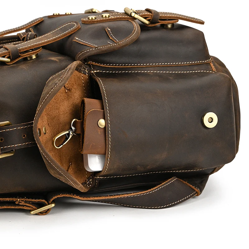 Leather Backpack Travel Pioneer™ - Dark Brown