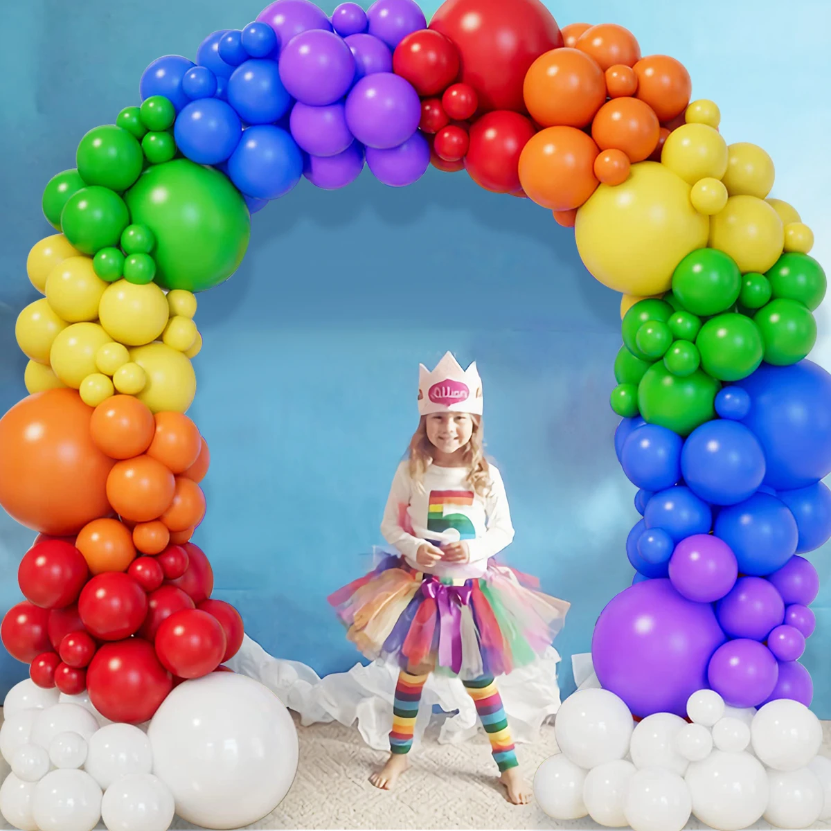 WILLBOND Regenbogen-Quasten-Girlande – Buntes Boho-Banner Für Wanddeko (Blaugrau, 4 Stück)
