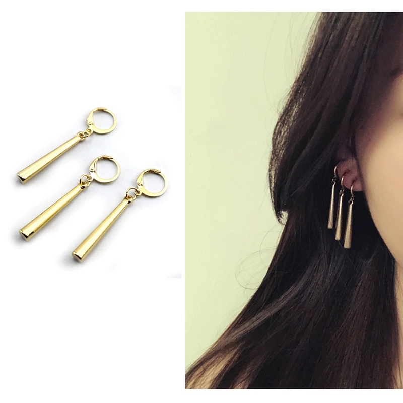 Kiss Jewelry Unisex 3Pcs/set Zoro Cosplay Earrings Prop for Women Men Long Column Pendant Drop Earrings Ear Clip Friends Gift