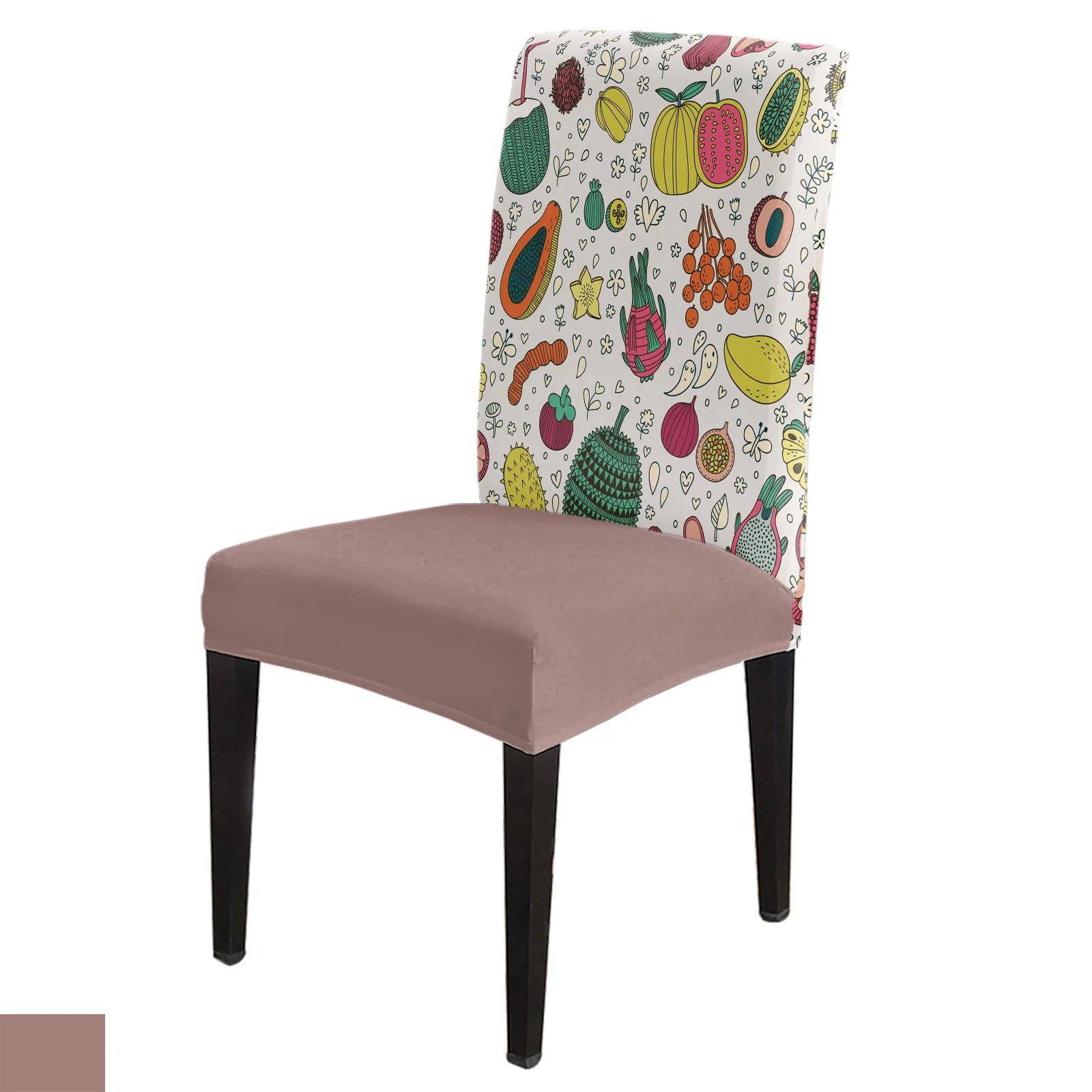 

Colorful Fruit Dragon Fruit Durian Chair Cover Set Kitchen Dining Stretch Spandex Seat Slipcover for Banquet Wedding Party