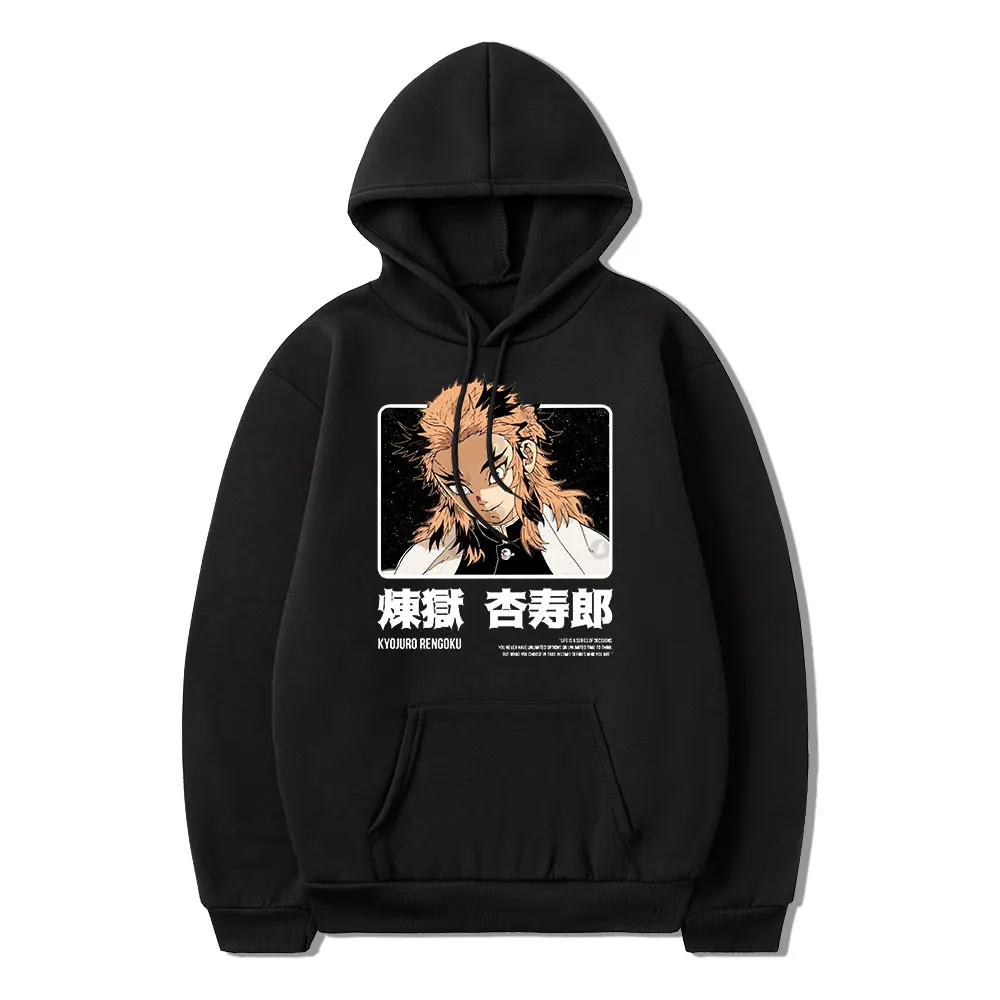 

Demon Slayer Anime Rengoku Kyoujurou Classic Japanese Manga Print Winter Long Sleeve Thick Casual Loose Men Oversized Hoodie