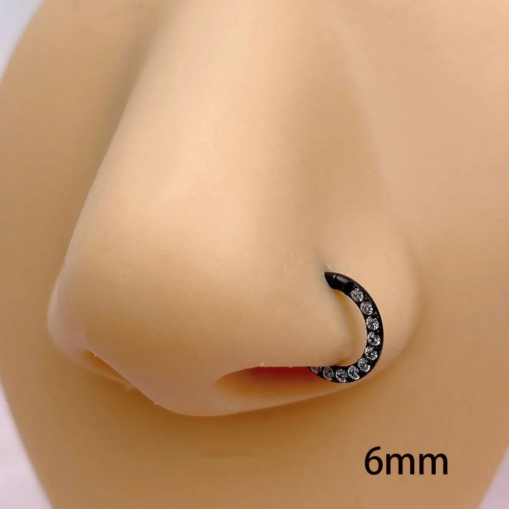 SSKHE Anelli Per Naso Con Cerniera In Acciaio, 6 Pezzi, Anelli Per Setto E Labbra, Anello - Foto 10