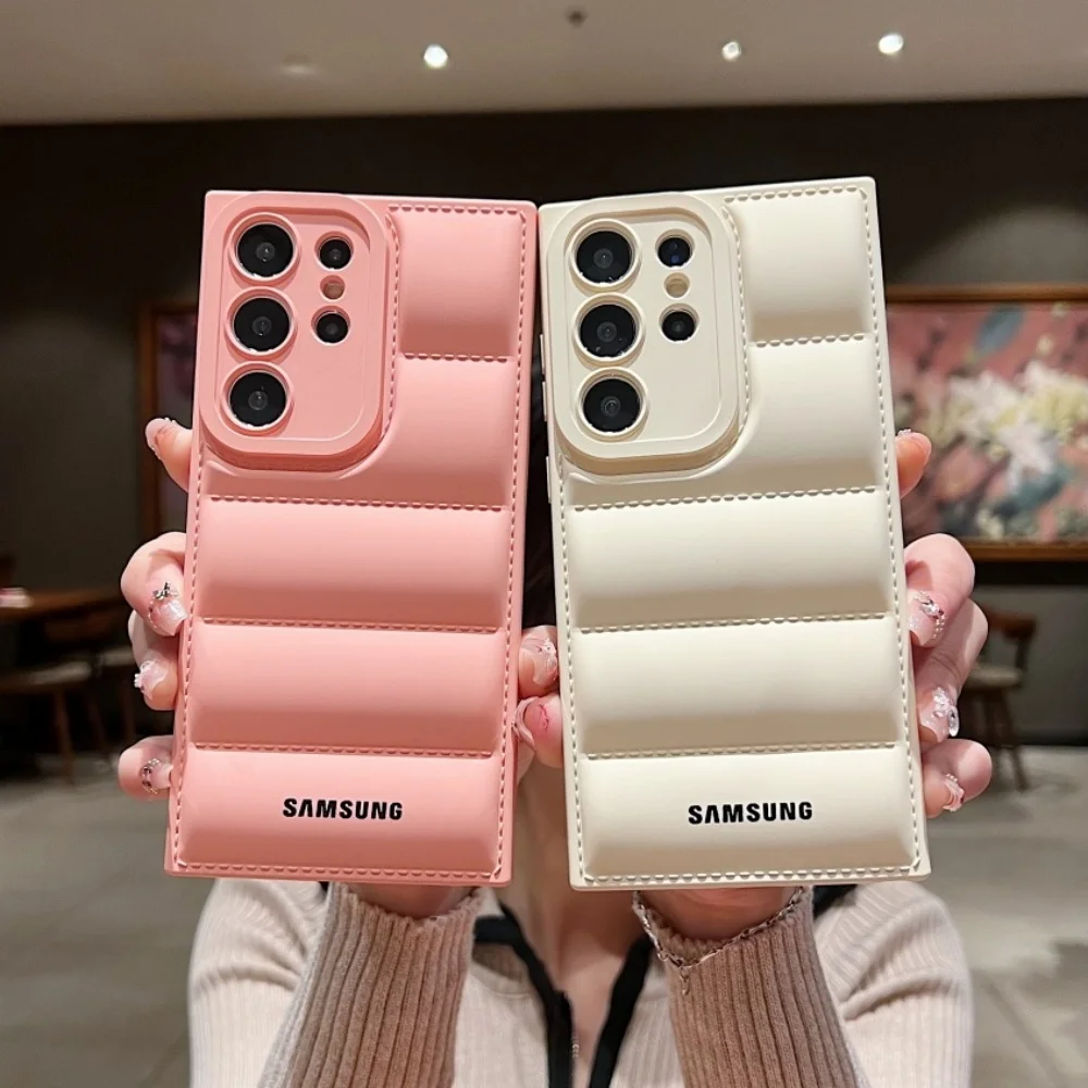 Original Soft Down Jackets Hülle für Samsung S26 S25 S24 S23 Ultra Plus S24 FE Coque A56 A55 A25 A35 A15 Kameraschutzabdeckung – Detail 3