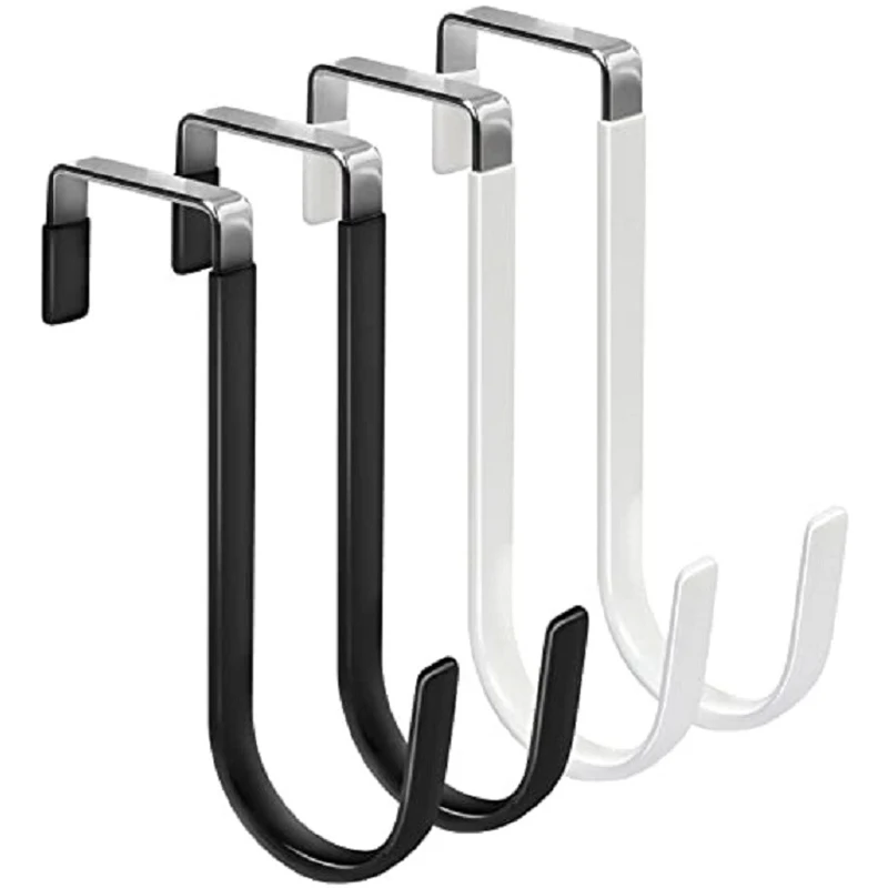 Door Hangers Hooks with Rubber Organizer Hook for Living Room Bathroom Bedroom Kitchen Hanging Key Clothes Towel Hat Coat Robe