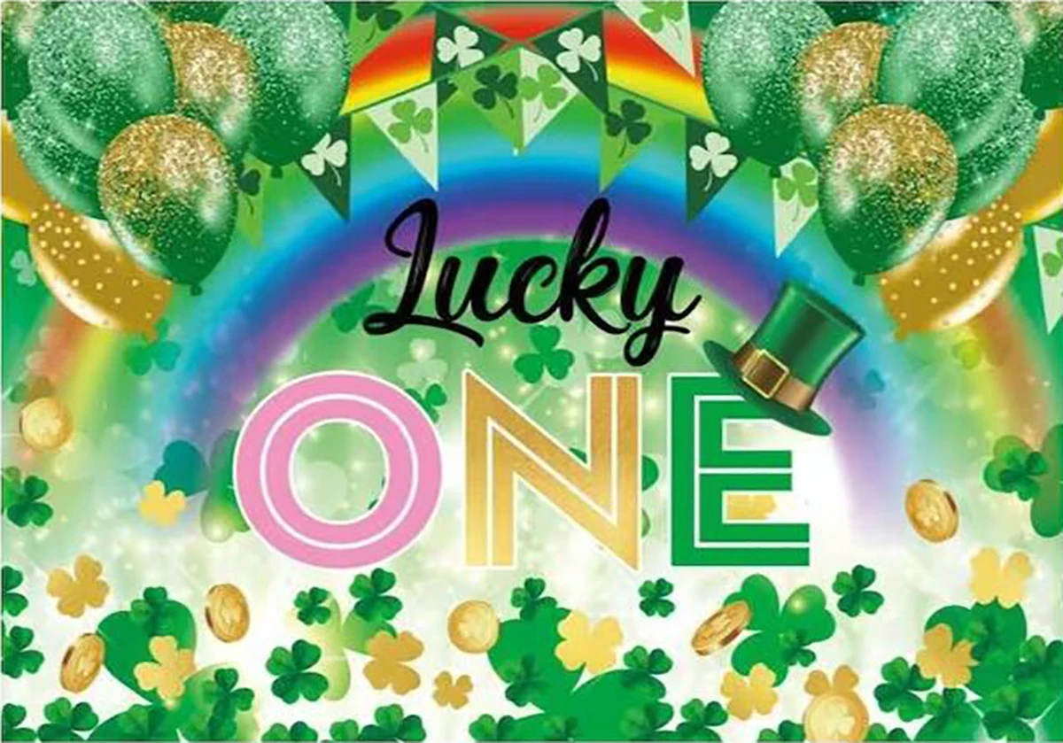St Patricks Day Green Lucky Baby Shower Gold Shamrocks Rainbow Hat Spring 1St Birthday Background Party Background