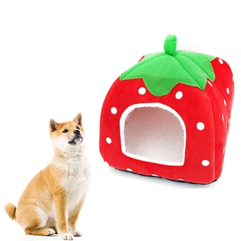 Strawberry Hamster House Guinea Pig Hideout Small Animal Bed Hideaway Hide Hut Cage Accessories for Autumn Winter 2