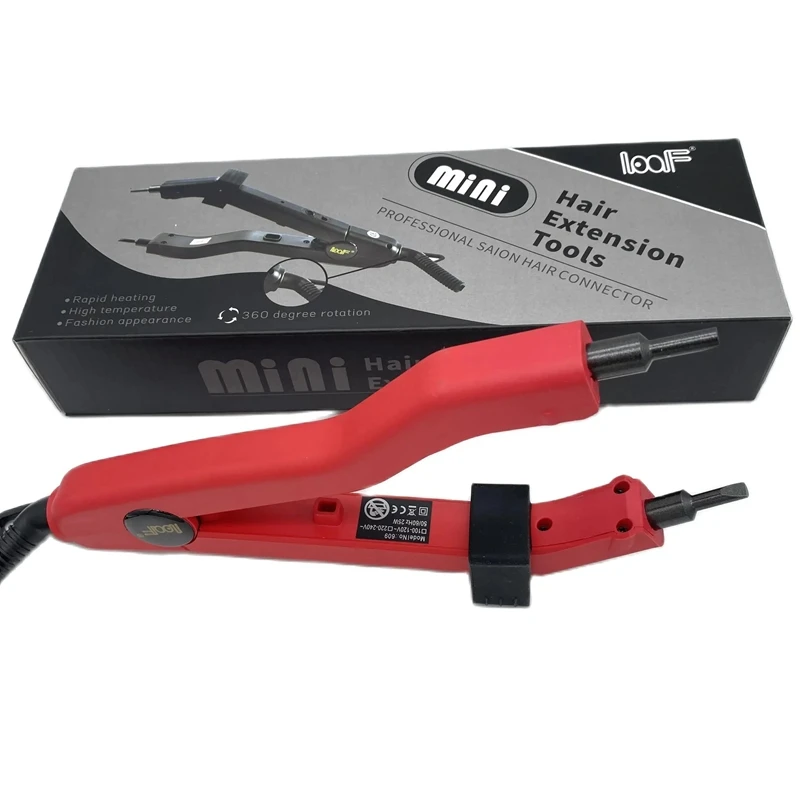 EU plug Red JR609 Quality Black Heat Hair Connector Temperature Controllable Heat Iron Hair Extension Tools Kit hair extension tool