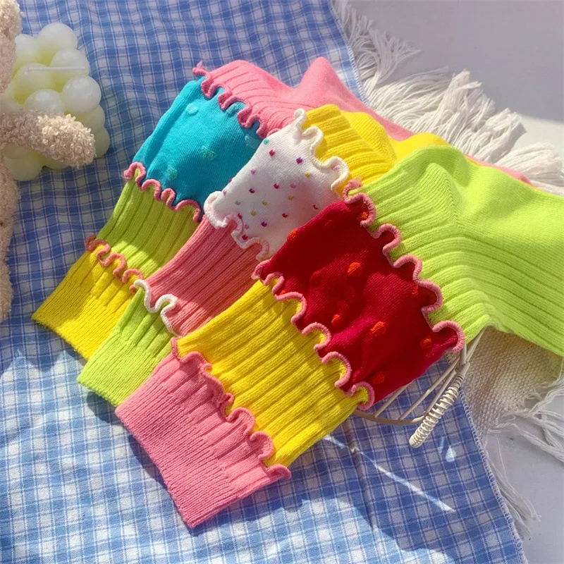Damensocken, Dopaminfarben, Spleißstil, Straße, Baumwollsocken, Mittelrohr, Mädchen, Geschenk, modisch, warm, dick, niedlich, kreativ, süß – Detail 3