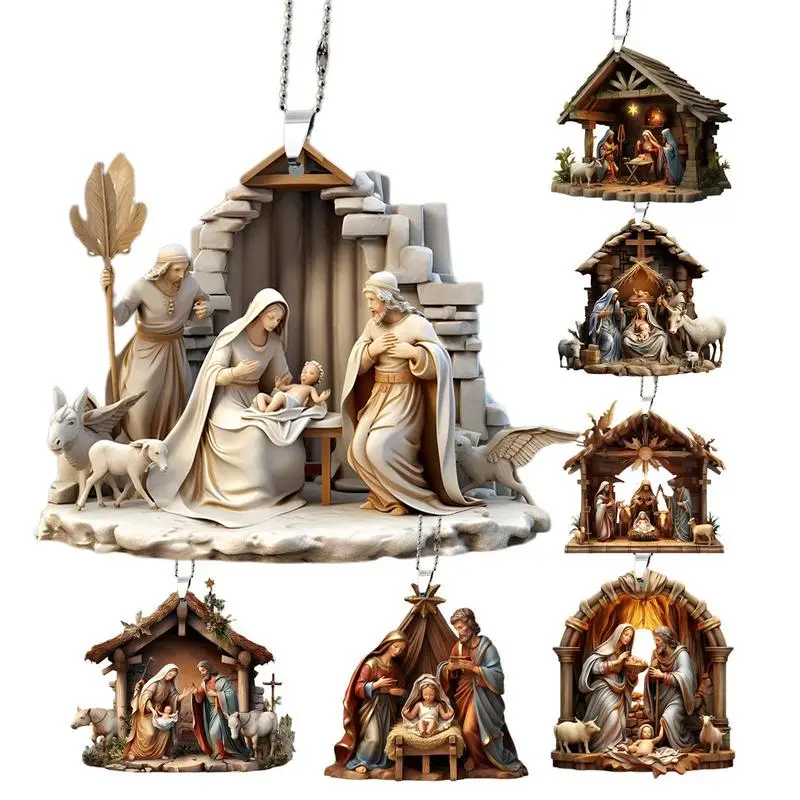 Birth of Jesus Acrylic Nativity Ornaments 6