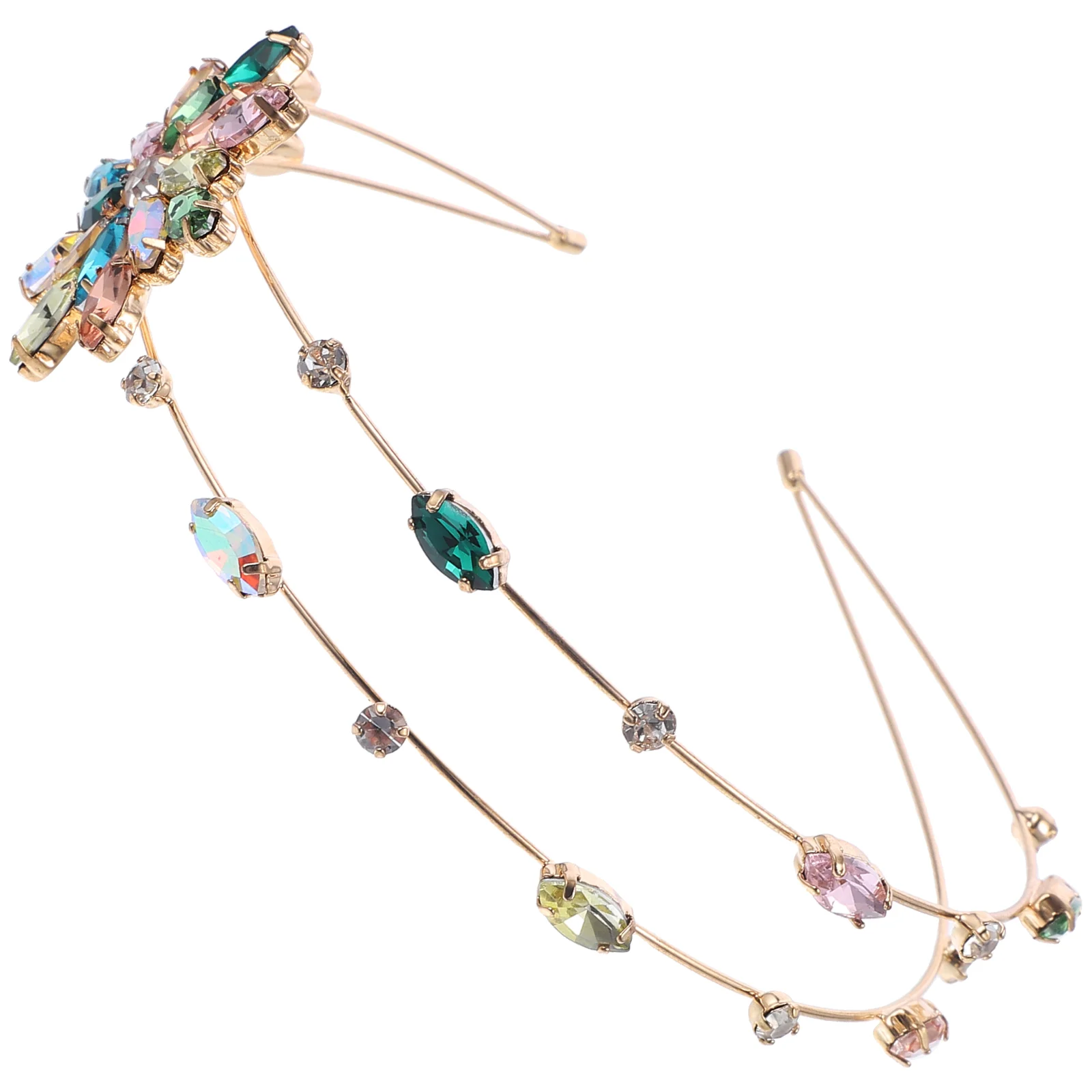 

Sparkly Flower Crystal Headband Colored Leaf Rhinestone Hairband Elegant Big Flowers Headband Flexible Wire Metal Hair Band