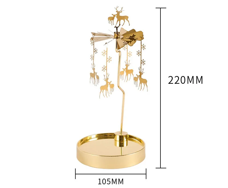Candle Holders Triangle/Round Tray Rotating Xmas Deer Snowflake Carousel Spinning Heart Tea Light