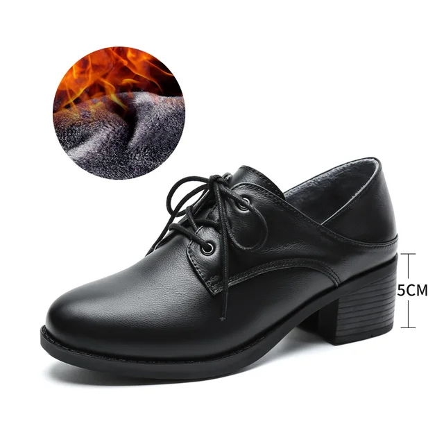 Black Small Shoes For Women British Moccasins For Women Autumn Deep Single  Shoes Lace-up Commuter Medium Heel Plus Size Women's - Pumps - AliExpress