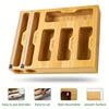 Kitchen Storage Shelf Plastic Wrap Dispenser With Cutter Bamboo Ziplock Bag Organizer And Foil And Plastic Wrap Organizer 6