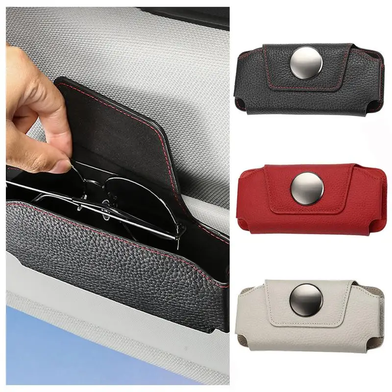 

Sunglass Holder For Car Glasses Holder For Car Sun Visor Leather Automotive Eyeglasses Holder Protective Box Clip Eyewear Hard