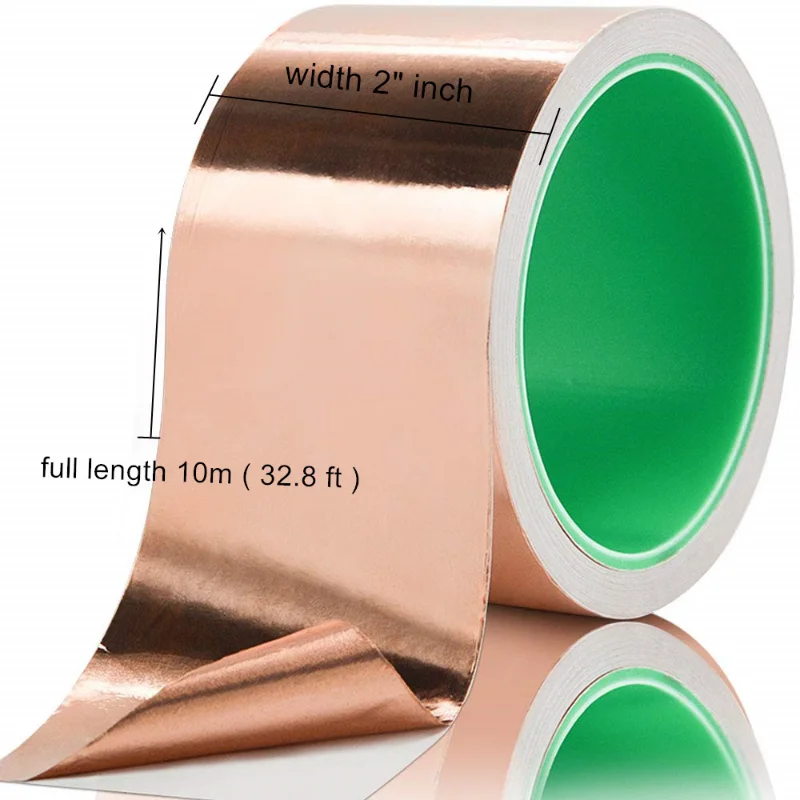 20/50mm Wide Pure Copper Foil Tape Conductive EMI Shielding DIY Furniture Stickers Adhesive for Garden Repels Slugs Snail