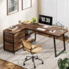 Tribesigns L-Shaped Computer Desk with 3 Drawers, Reversible Corner Home Office Desk with Shelves, 53-Inch Industrial PC Desk St 4