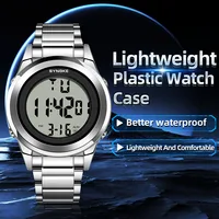 SYNOKE Top Brand Luxury Stainless Steel Alarm Hour For Mens Watches Fashion LED Men Digital Wristwatch Waterpoof 2