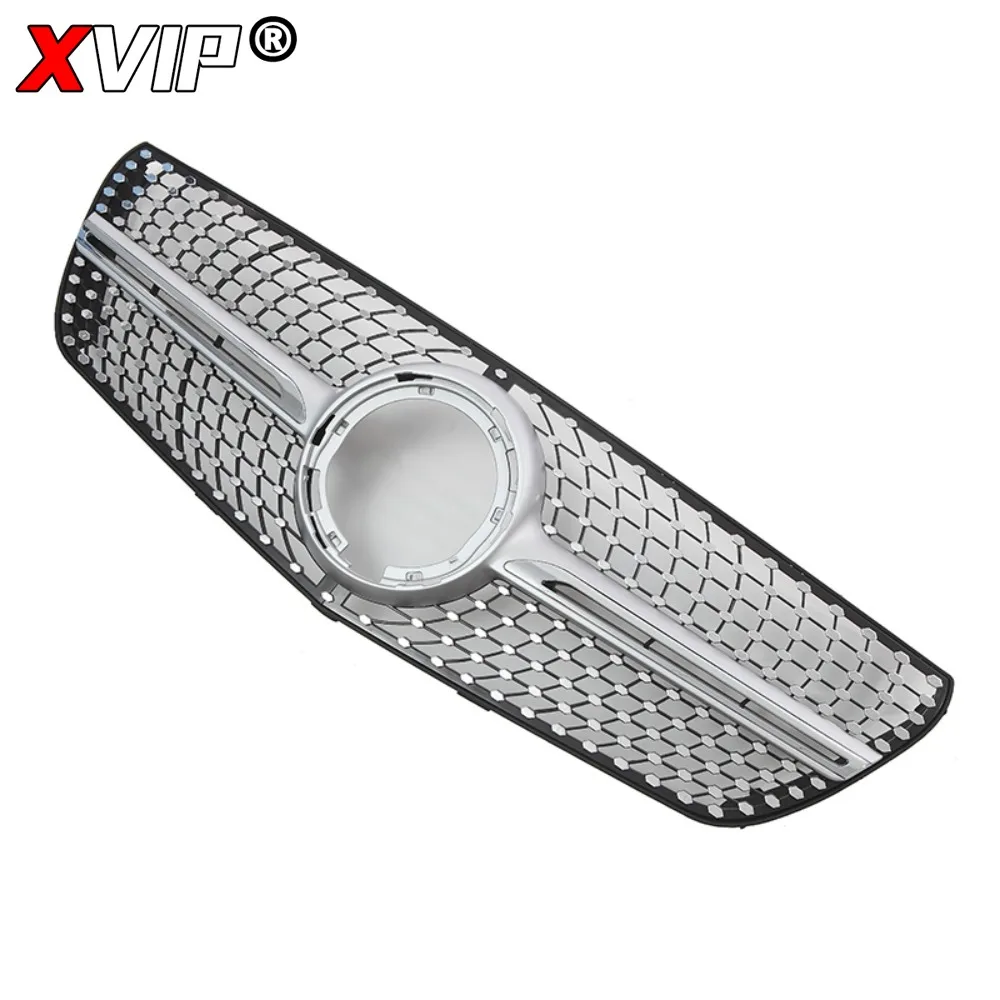 XVIP 크롬 블랙 다이아몬드 스타일 레이싱 그릴 상단 그릴 실버 범퍼 그릴 (메르세데스 벤츠 V-클래스 W447 2021-2023 비토 용)