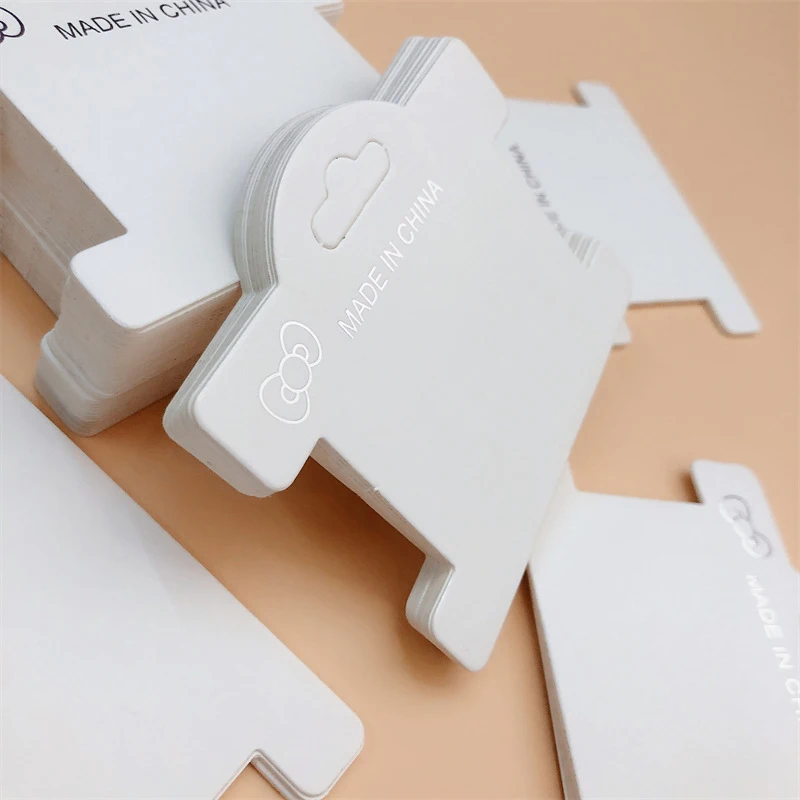 

50pcs paper hair clip display cards white jewelry hair rope loop paper card