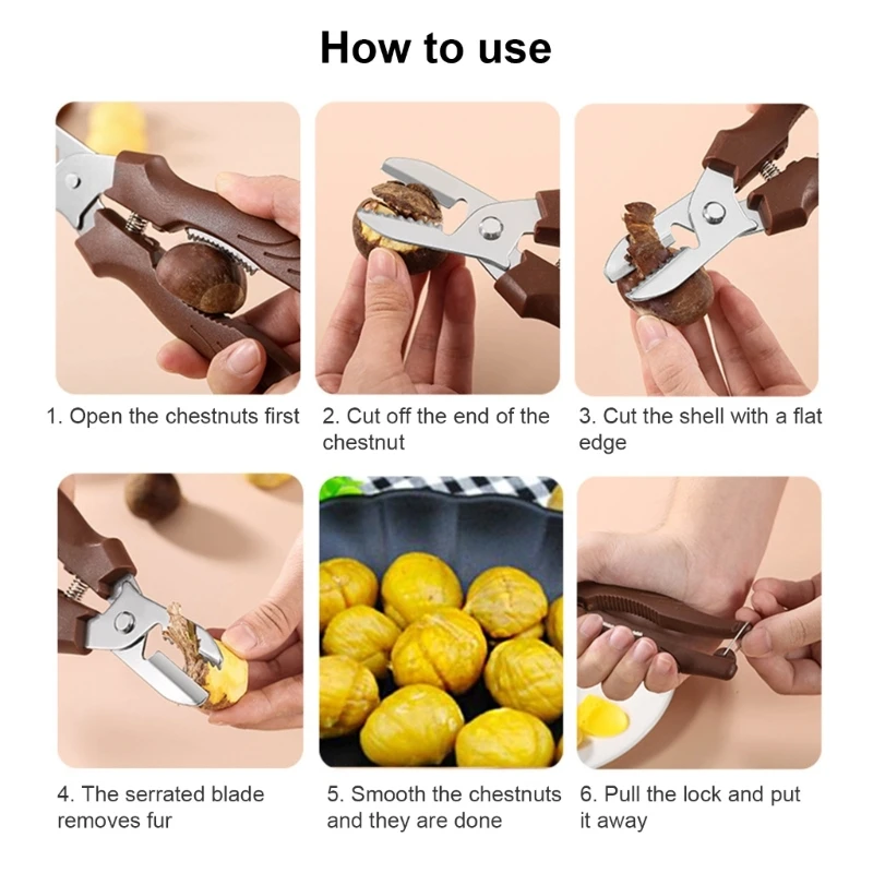 Chestnut Shelling Scissors Multipurpose Nut and Chestnut Peeling Shears Nut Scissors for Cooking Experts Professional 3