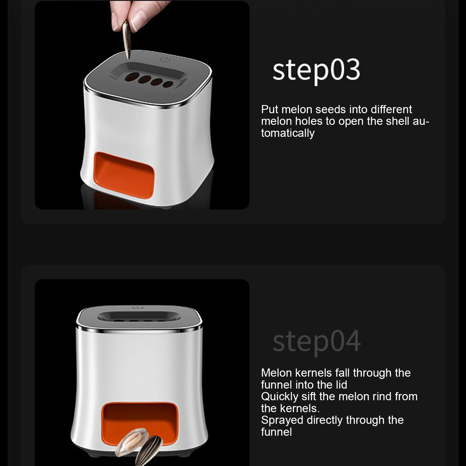 D2 White Automatic Melon Seed Peeling Machine USB Automatic Seeds Sheller Opening Tool Sunflower Seeds Peeler Kitchen Gadgets