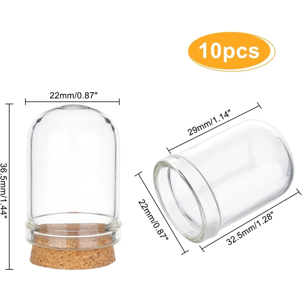 1 Box Cloche Bell Jar Display Dome with Cork Base 8ml Mini Glass Bottles Dome Decorative Jars Display Case for Flower Storage storage box