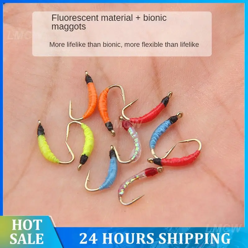 Fluorescente Maggot Hook Forte Attrazione Di Pesci Simulazione Di 10 Pezzi Di Esca Artificiale Di Gel Di Silice Di Gamberetti Luminescenti