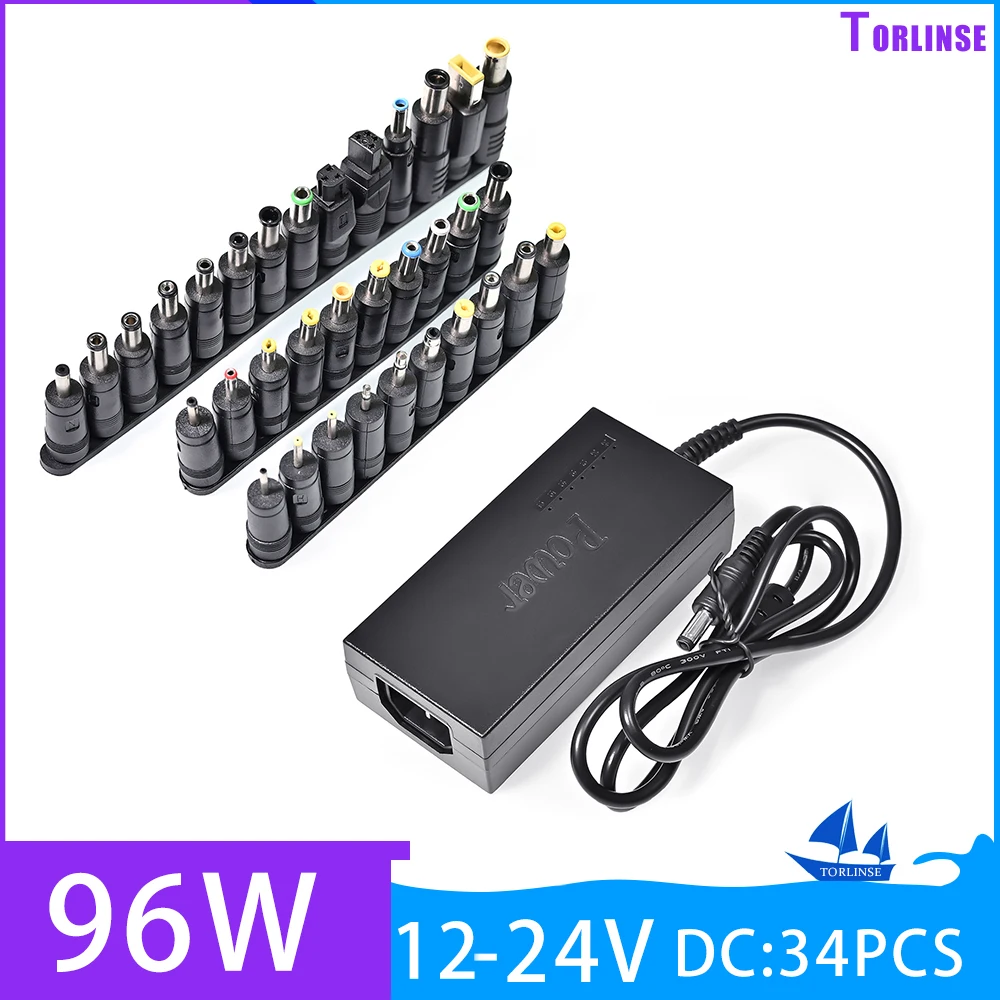 Power Adapter 34Pcs Universal Power Adapter 96W 100W 12V To 24V Adjustable Portable Charger Notebook Adjustable Power Supply Adapter Universal