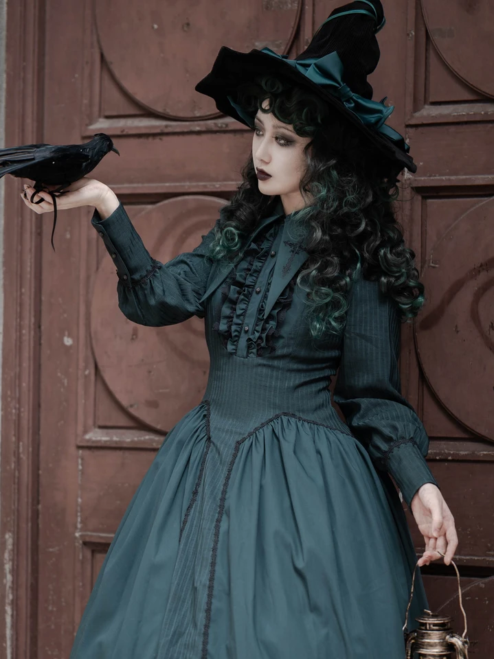 Redemption Song~Gothic Lolita OP Dress Cross Embroidery Tiered Hem